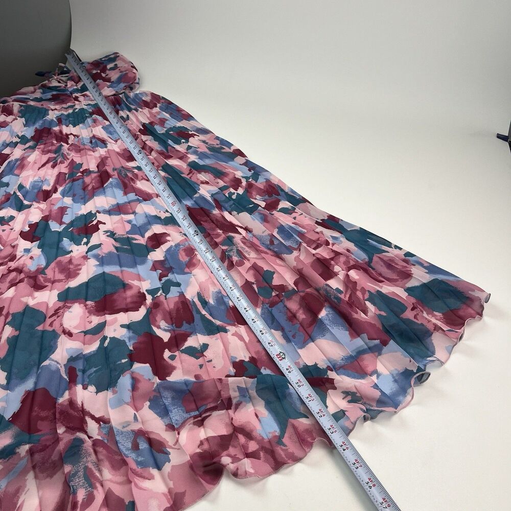 Abercrombie & Fitch Giselle Floral Maxi Dress XL Pink Pleated Resort Costal NWT - Picture 10 of 14